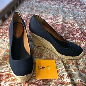 J crew size 7 navy wedge heels